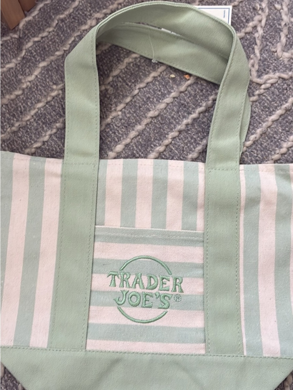 Green & White Stripe Canvas Tote Bag